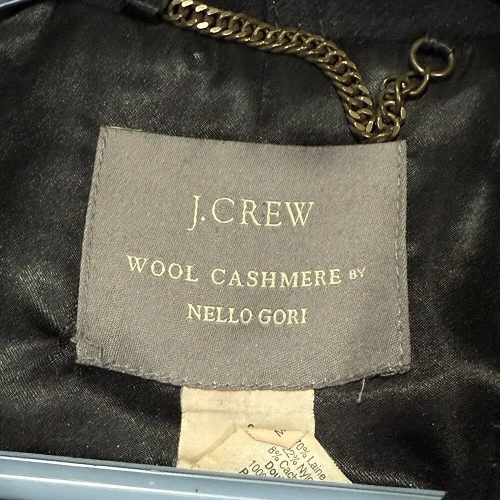 J Crew Nello Gori Italian Wool & Cashmere Toggle Button Stadium Coat Black Sz 6 - Picture 4 of 8